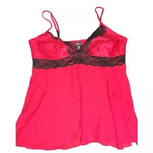 Secret Treasures Women's XL 16/18 Nightie Babydoll Red Black Sheer Open Front